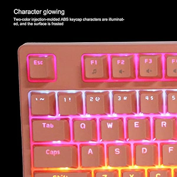 STK130 Bedraad Gamingtoetsenbord, 87-toetsen Computertoetsenbord Rode Schacht RGB-backlight Gamingtoetsenbord Mechanisch Gamingtoetsenbord voor Gamekantoor (Roze - rode schacht)